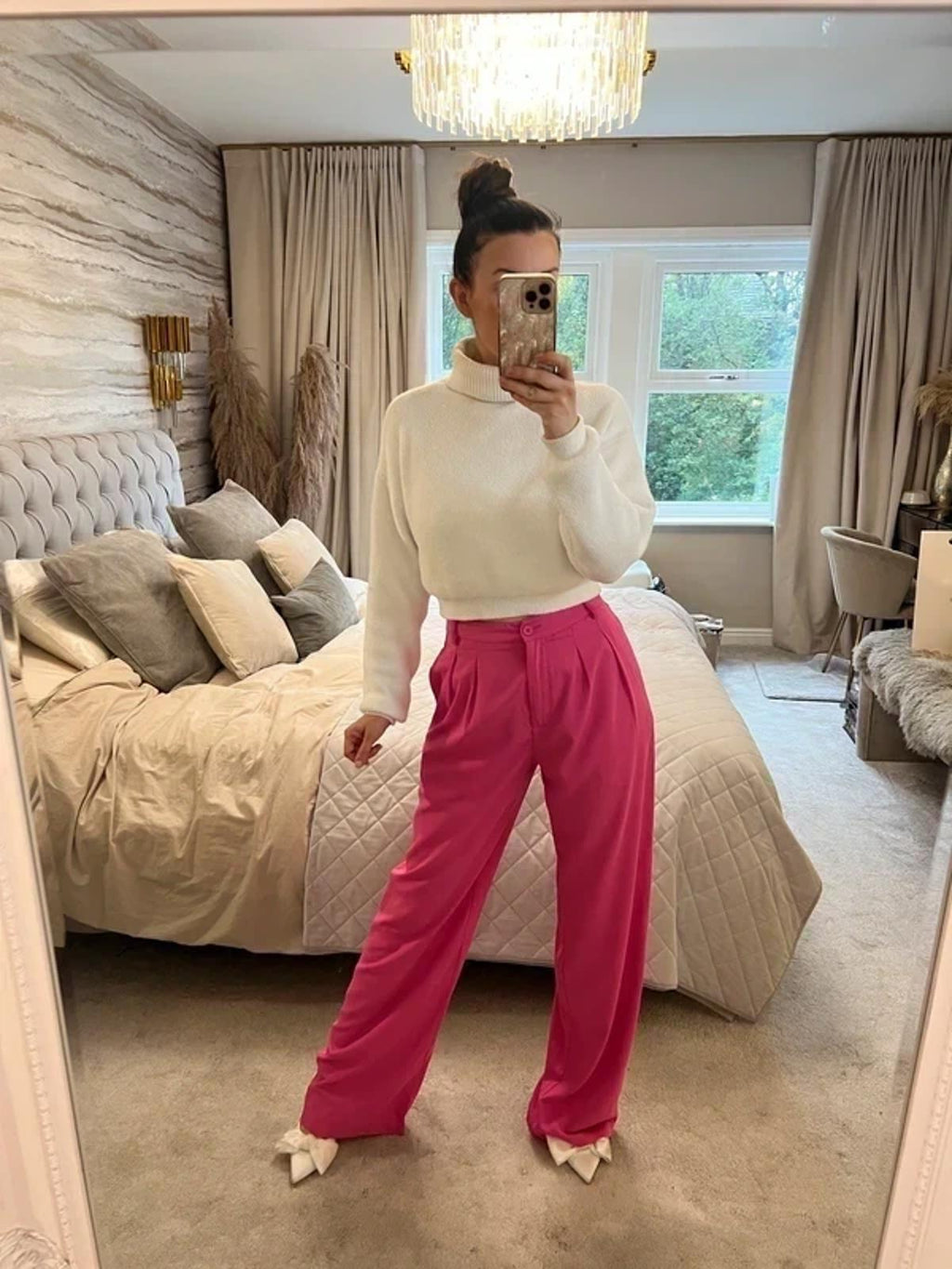 Pink Wide Leg Trousers Tall Small