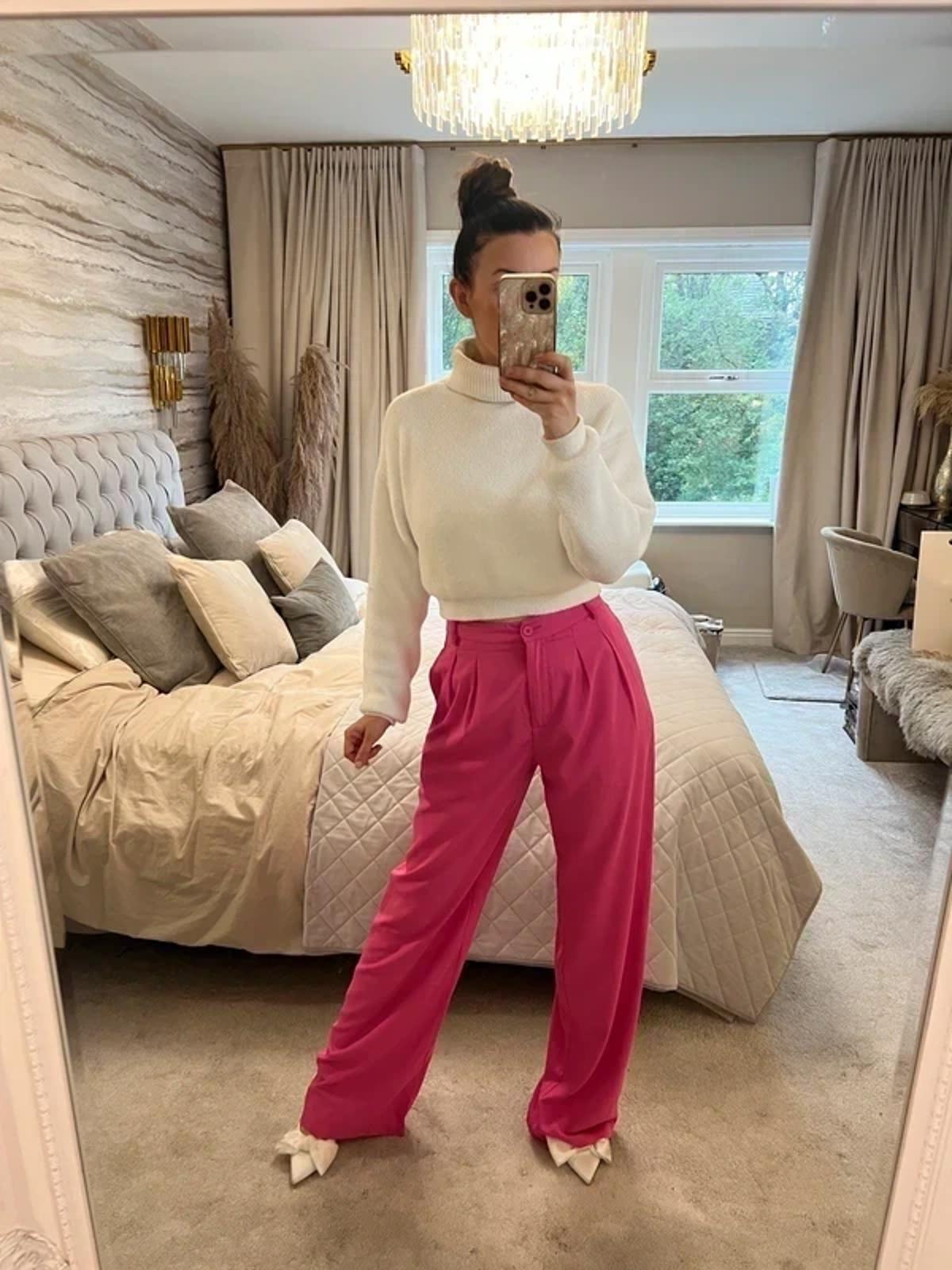 Pink Wide Leg Trousers Tall Small