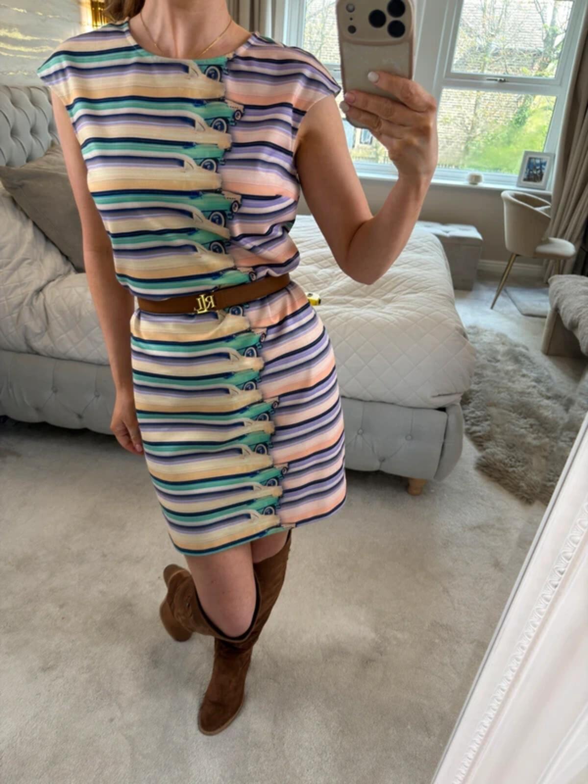Ted Baker Vintage Charae Car Print Shift Dress 10