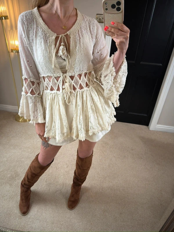 Gipsy Queen Cream Boho Cardigan One Size