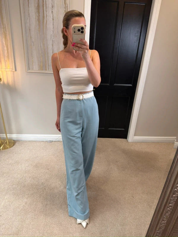 Zara Blue Wide Leg Trousers Size Medium