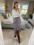 Motel Purple Floral Midi Skirt Large