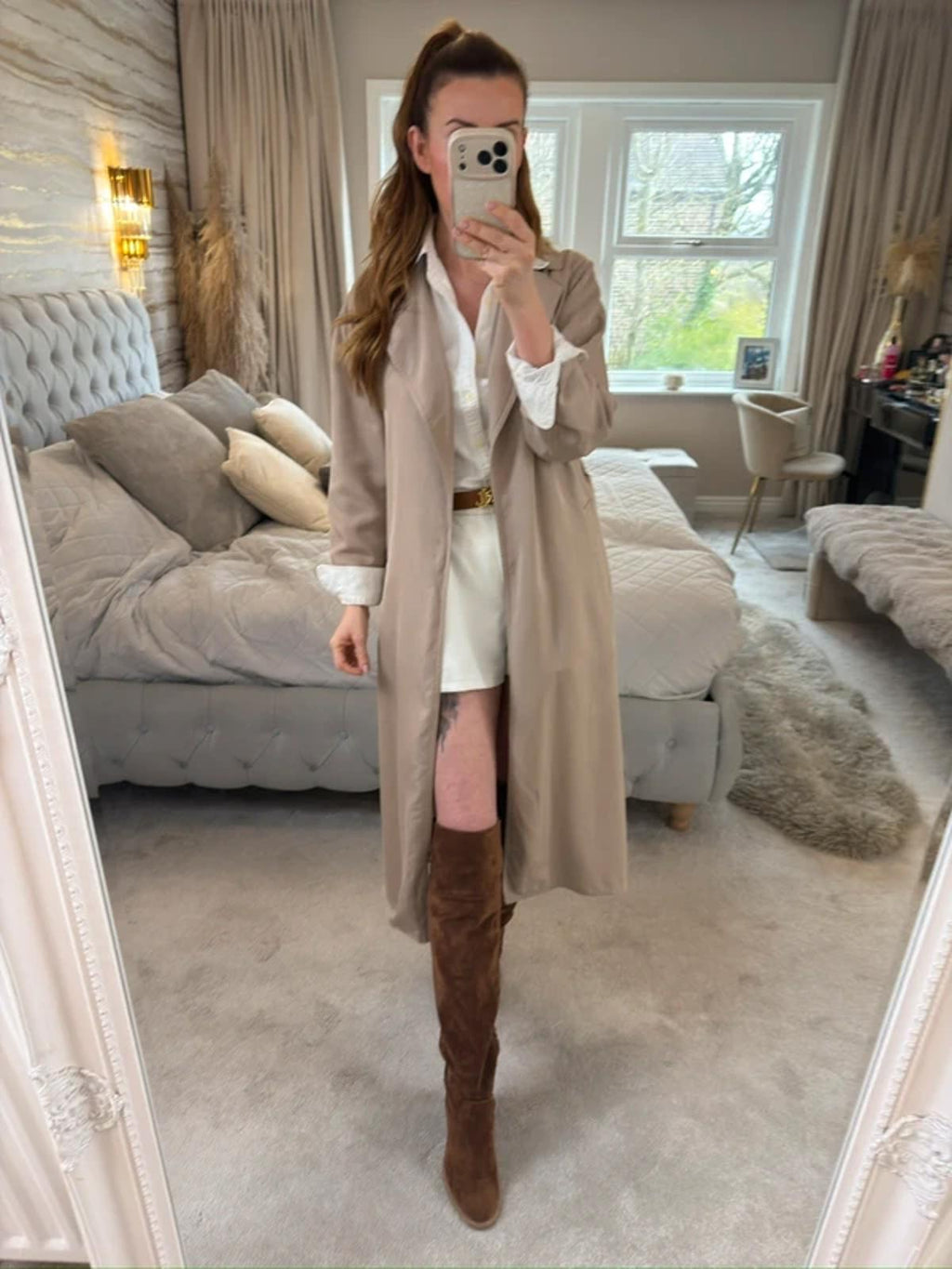 Zara Beige Belted Trench Coat XS
