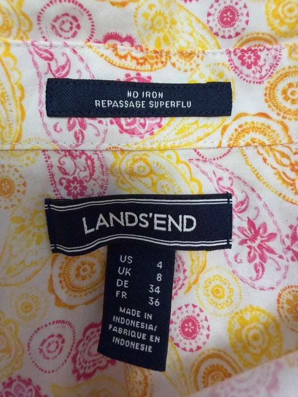 Lands End Paisley Print Sleeveless Blouse 8