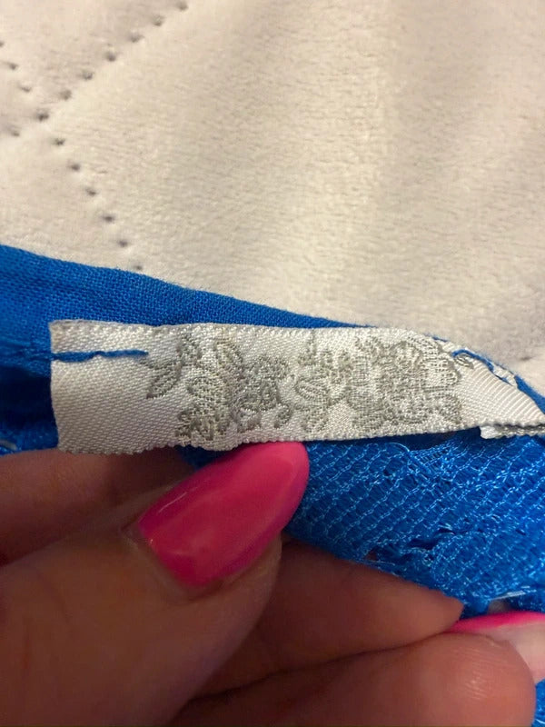 Boutique Cobalt Blue Lace Frill Dress One Size