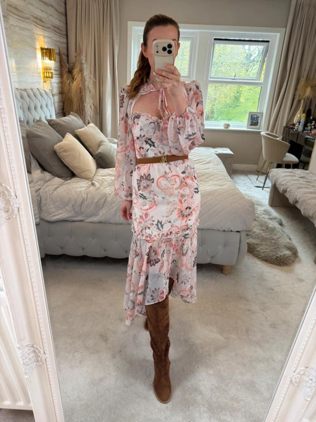 River Island Boho Tie Front Dip Hem Dress 8