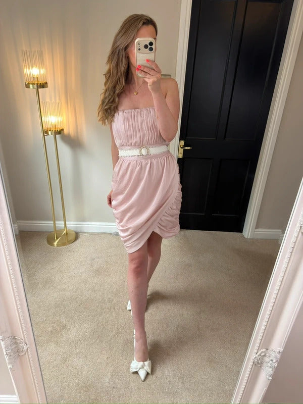 H&M Pink Draped Mini Dress BNWT 10