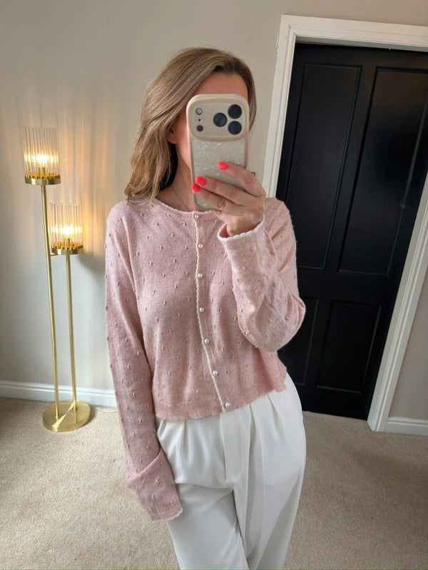Vintage Inspired Lindy Bop Pink Pearl Button Cardigan XL