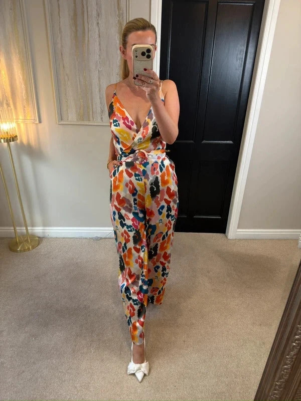 Monsoon Multicoloured Satin Wide Leg Jumpsuit 10