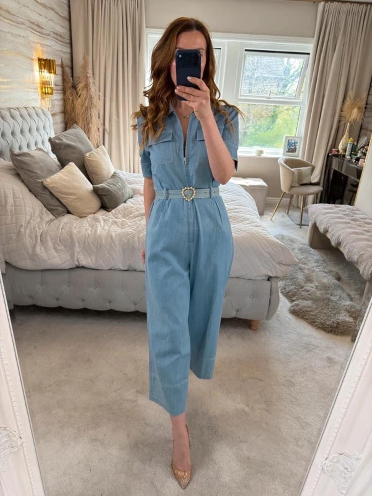 Sister Jane Light Blue Denim Jumpsuit Small