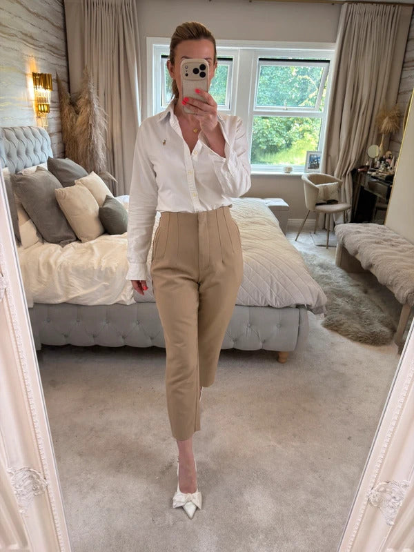 Zara Camel Brown High Waisted Trouser Large
