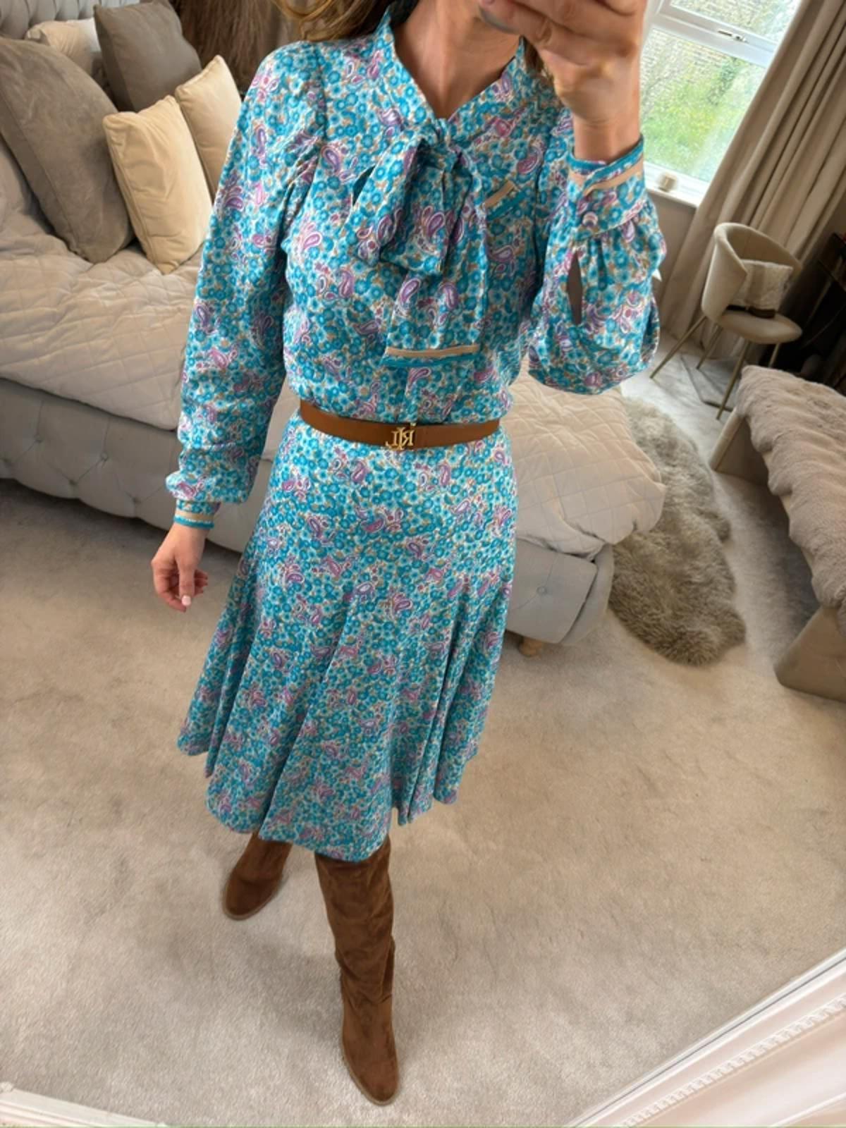Vintage Blue Paisley Skirt Co Ord 6/8