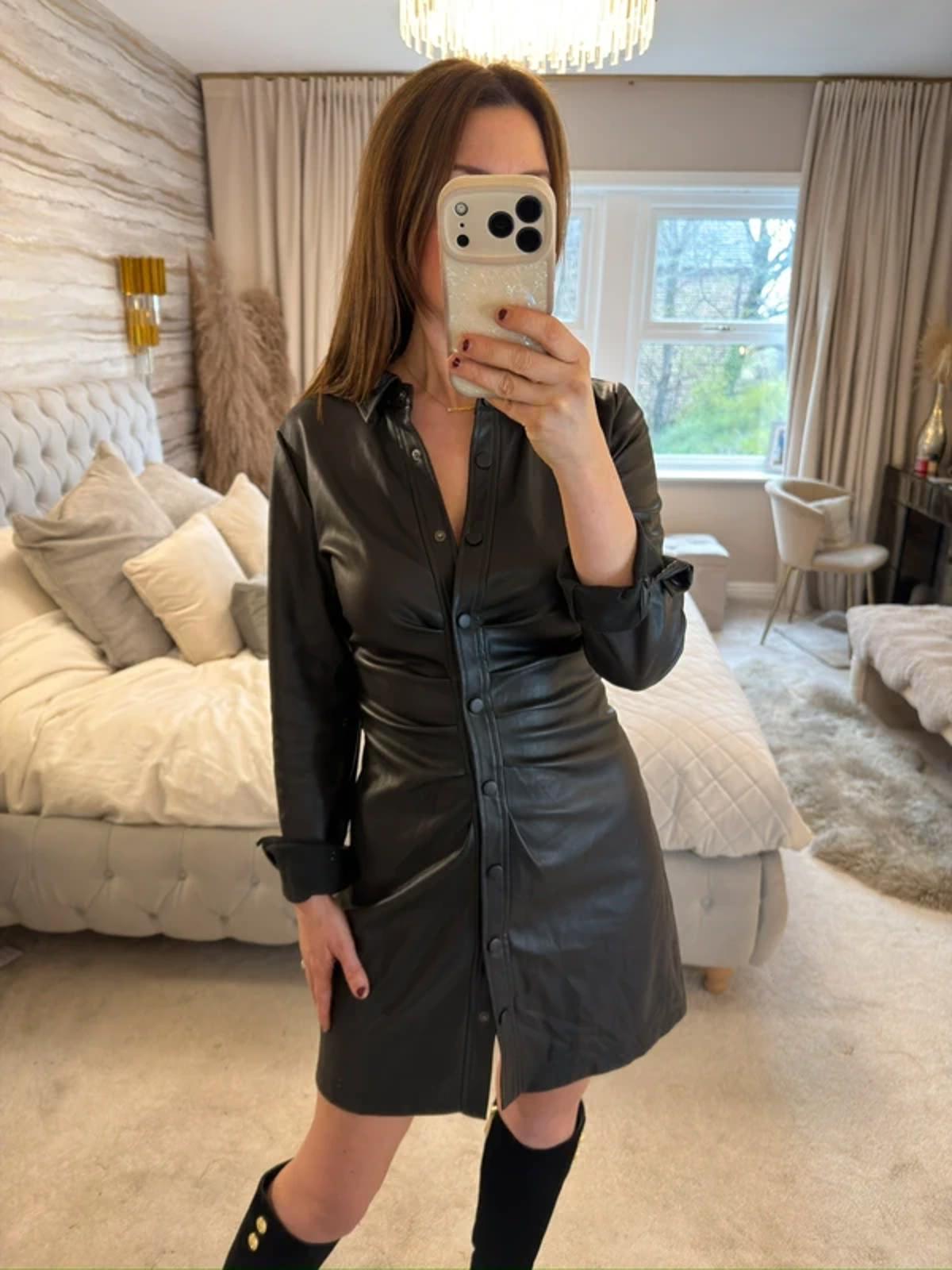 Amisu Black PU Leather Mini Dress 8