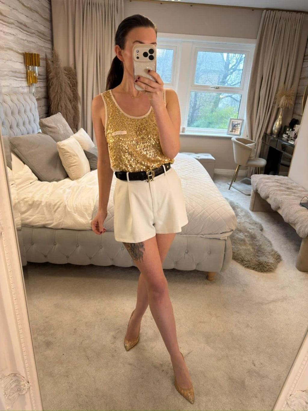 Cameo Rose Gold Sheer Blouse Small