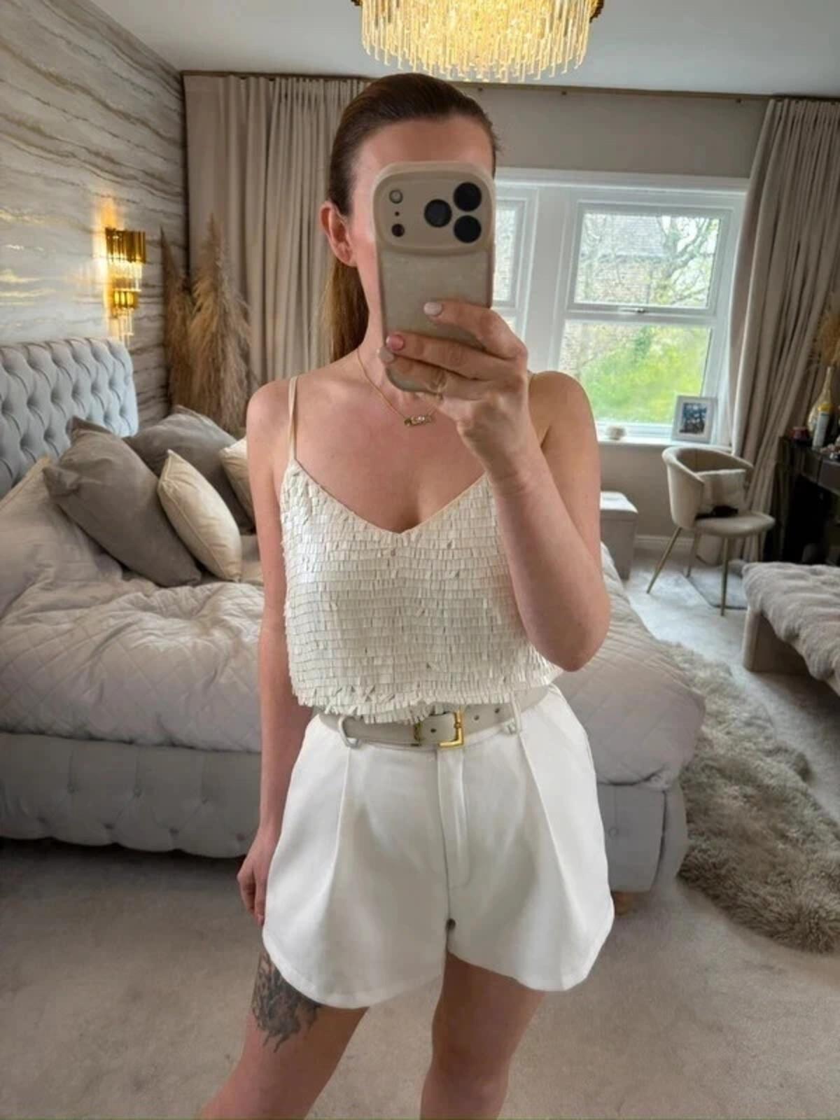Modern Rarity Cream Sequin Blouse 12