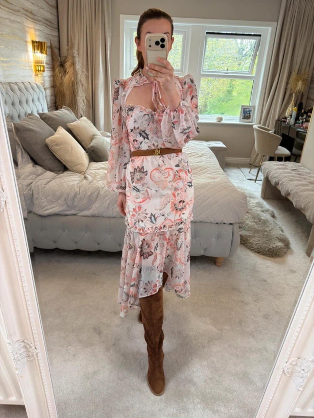River Island Boho Tie Front Dip Hem Dress 8