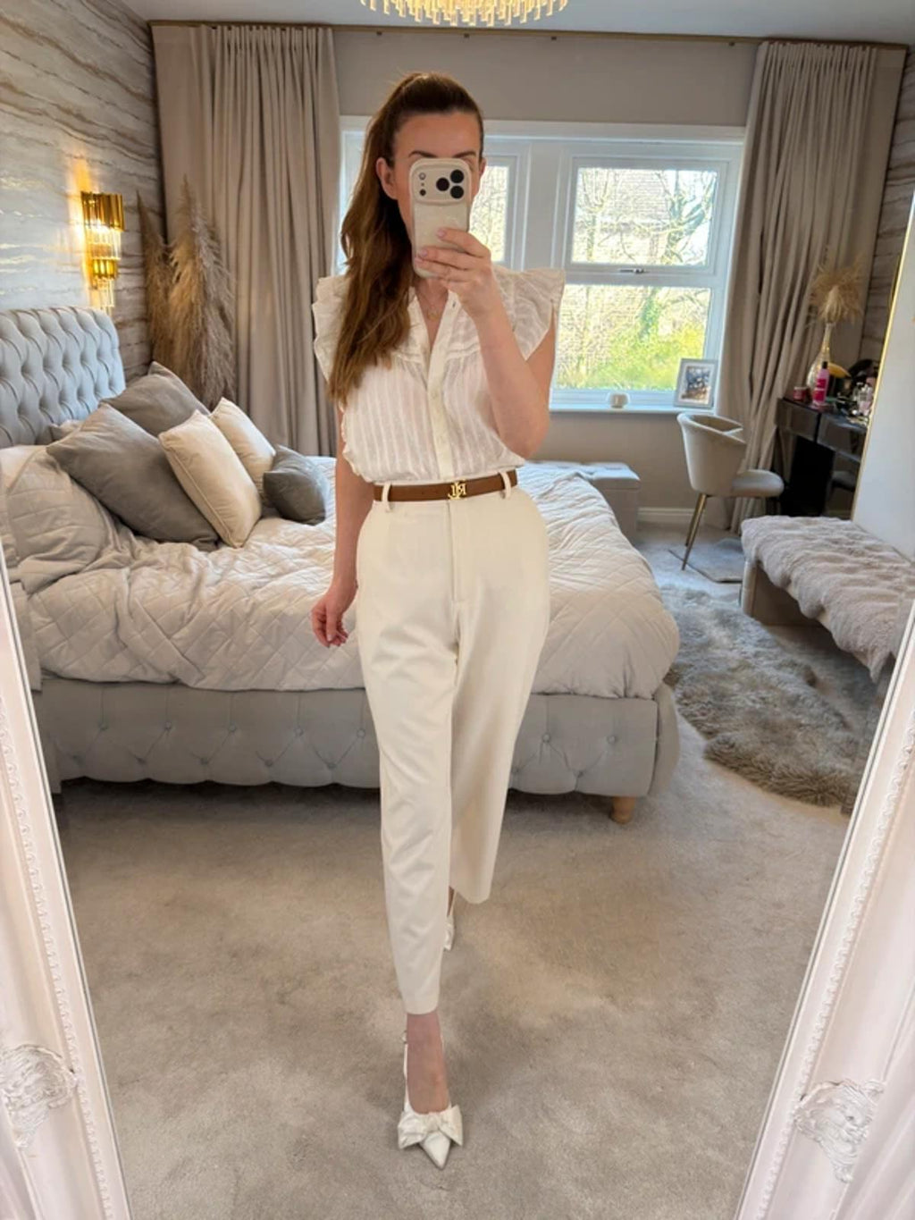 M&S Cream Boho Frill Blouse Petite 14