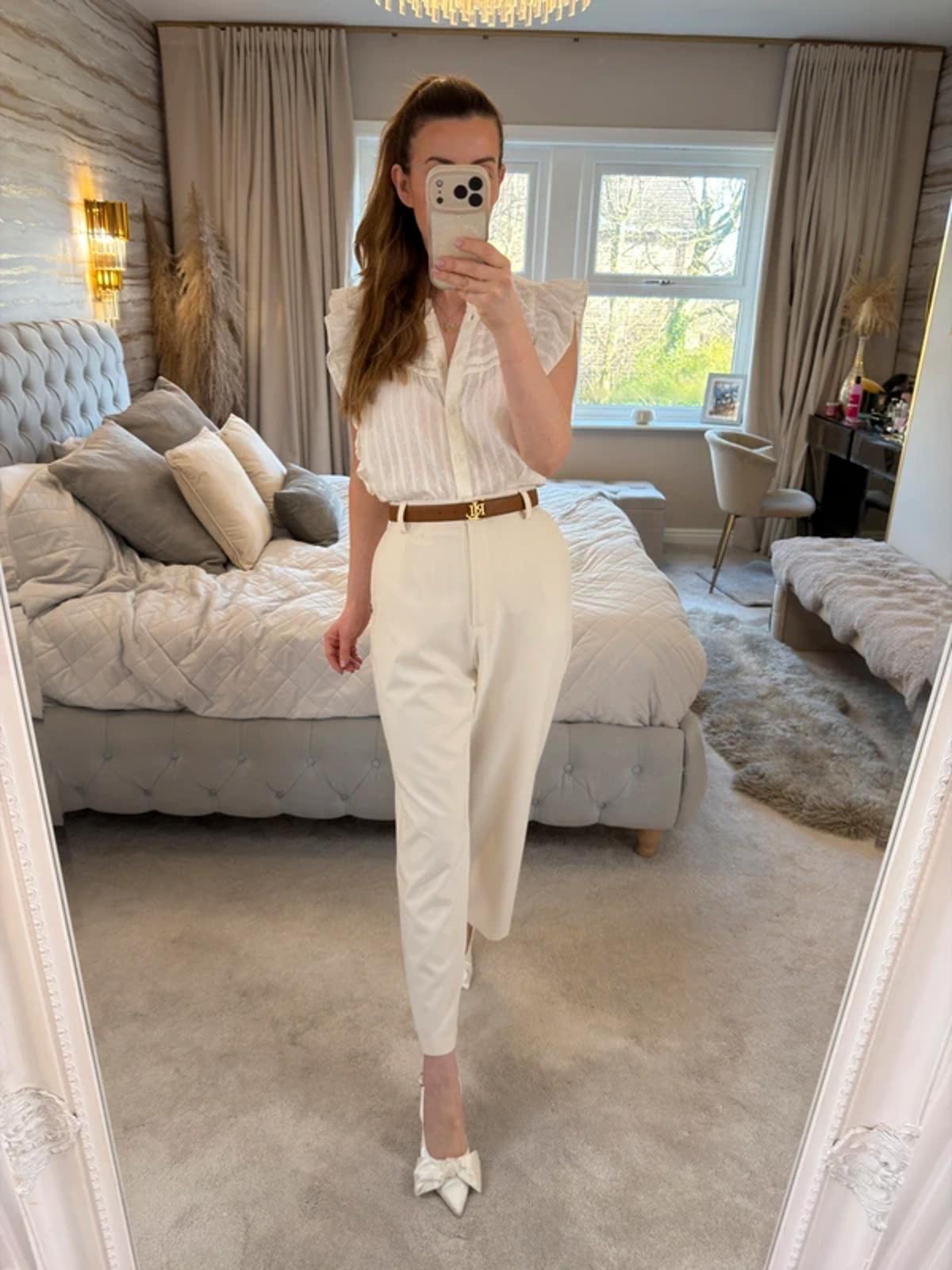 M&S Cream Boho Frill Blouse Petite 14
