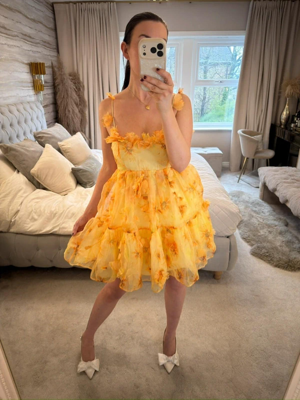 BNWT River Island Yellow 3D Floral Dress 6