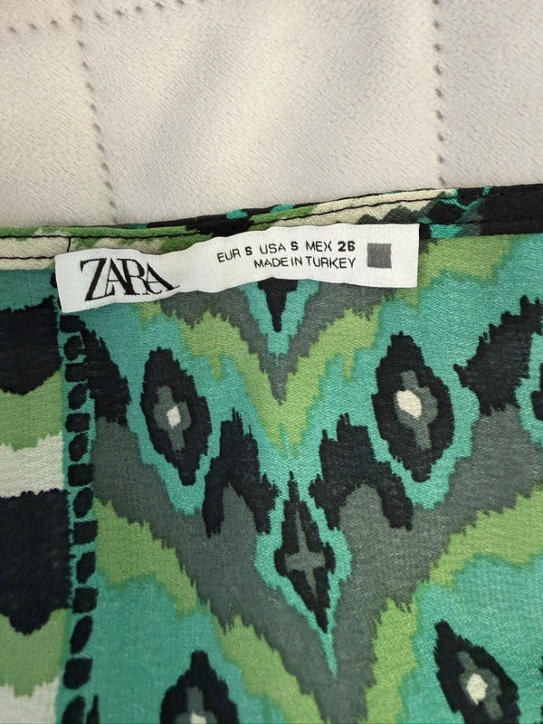 Zara Green Tie Side Mini Dress Small
