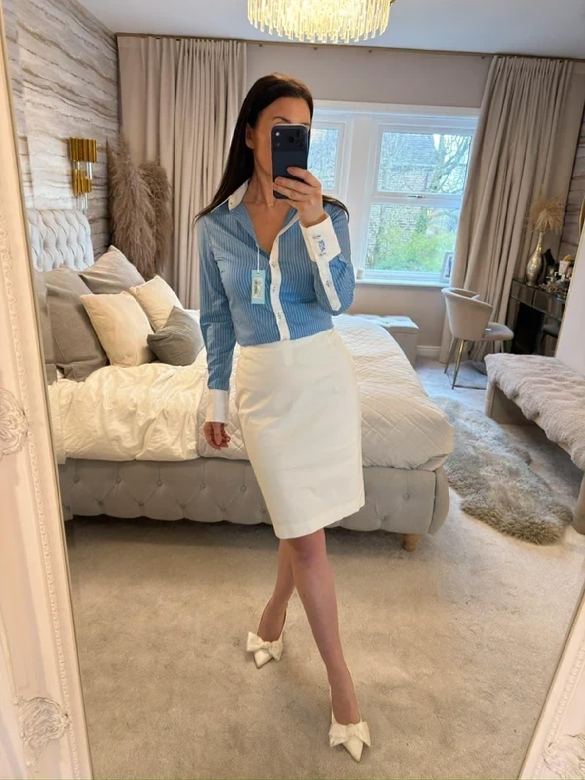 Max Mara White Knee Length Skirt 14