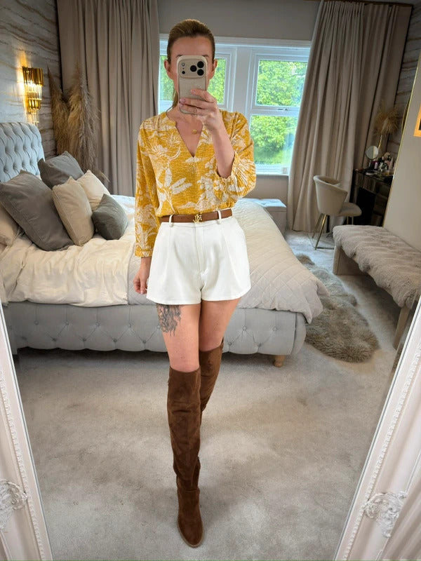 Next Mustard Yellow & White Floral Blouse 12