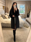 Jigsaw Black Faux Fur Coat Medium