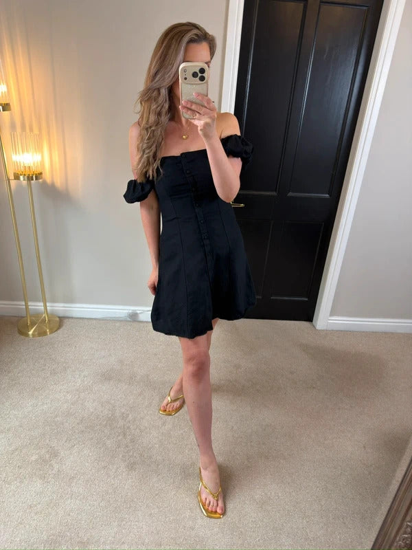 Zara Black Off The Shoulder Mini Dress XS
