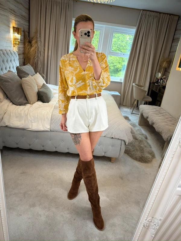 Next Mustard Yellow & White Floral Blouse 12