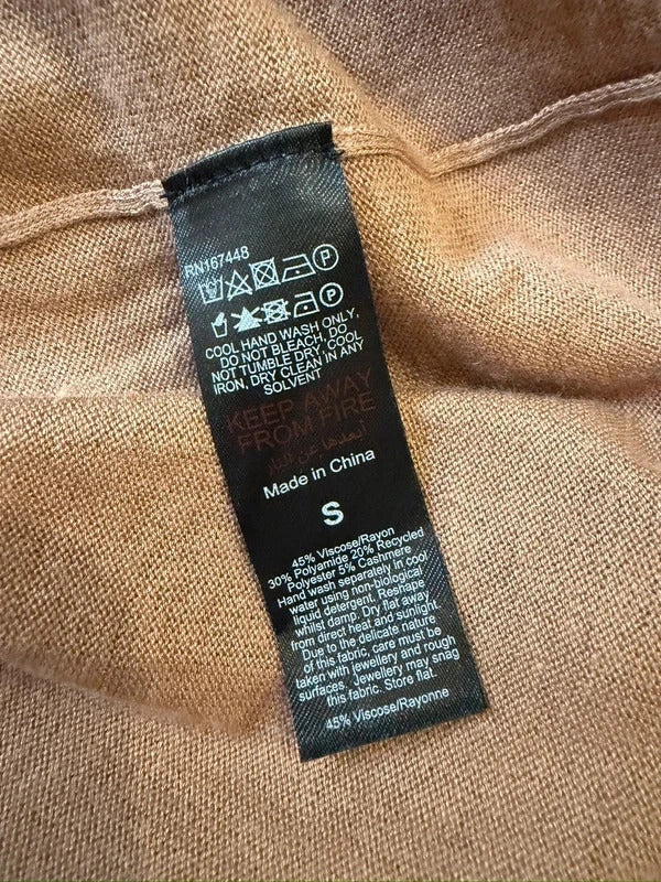 BNWT Karen Millen Brown Camel Cashmere Finely Knit Dress Small