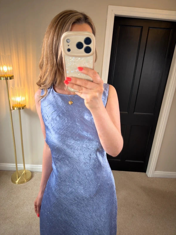 Vintage Monsoon Lilac /Blue  Textured Dress Large