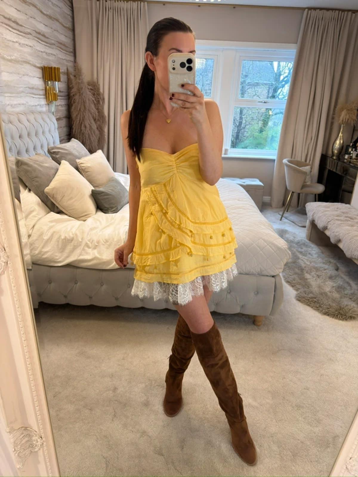 Vintage H&M Yellow Long Boho Cami 10/12