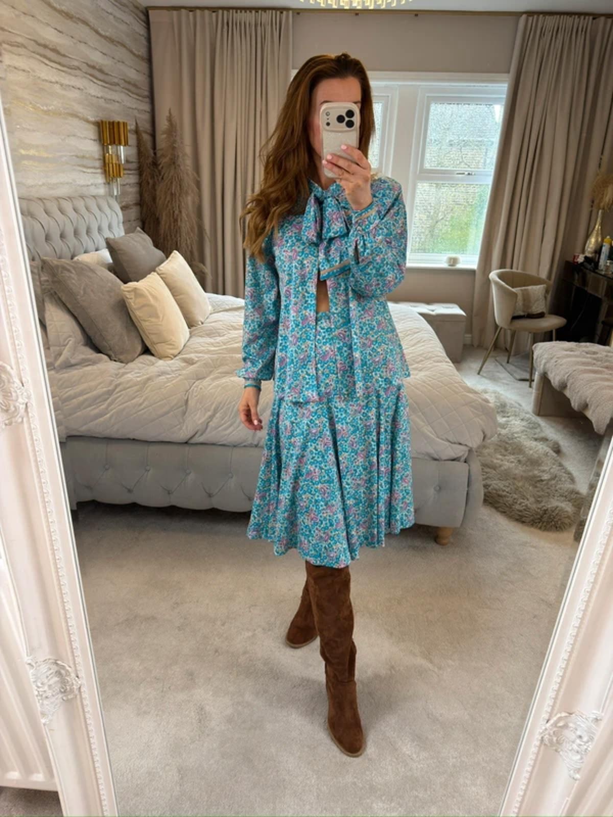 Vintage Blue Paisley Skirt Co Ord 6/8