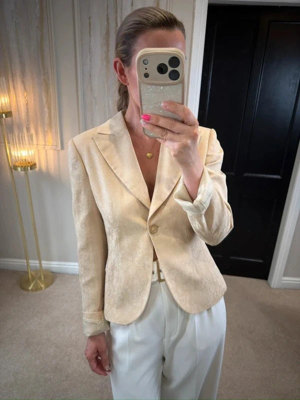 Vintage Mesut Cream Jacquard Blazer 12