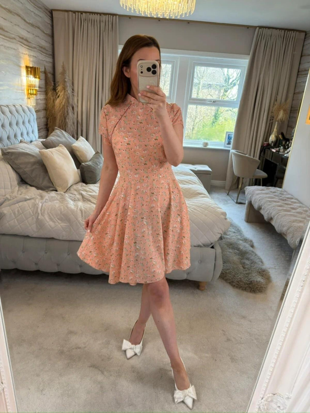 H&D Pink Floral Oriental Dress Large