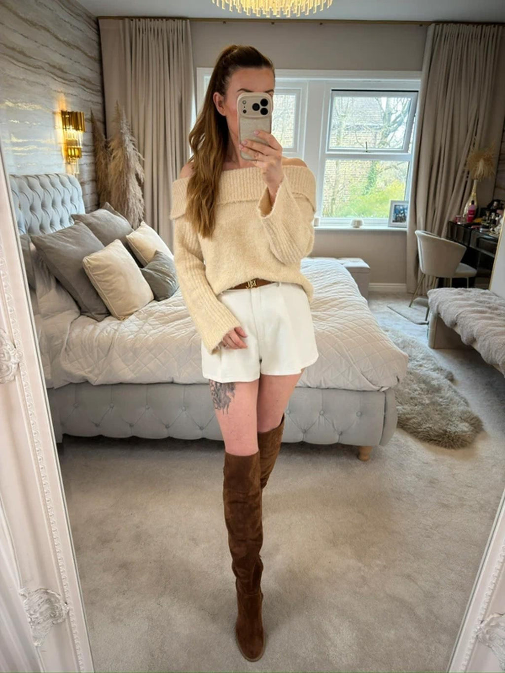 Kimchi Blue Cream Off The Shoulder Jumper XS
