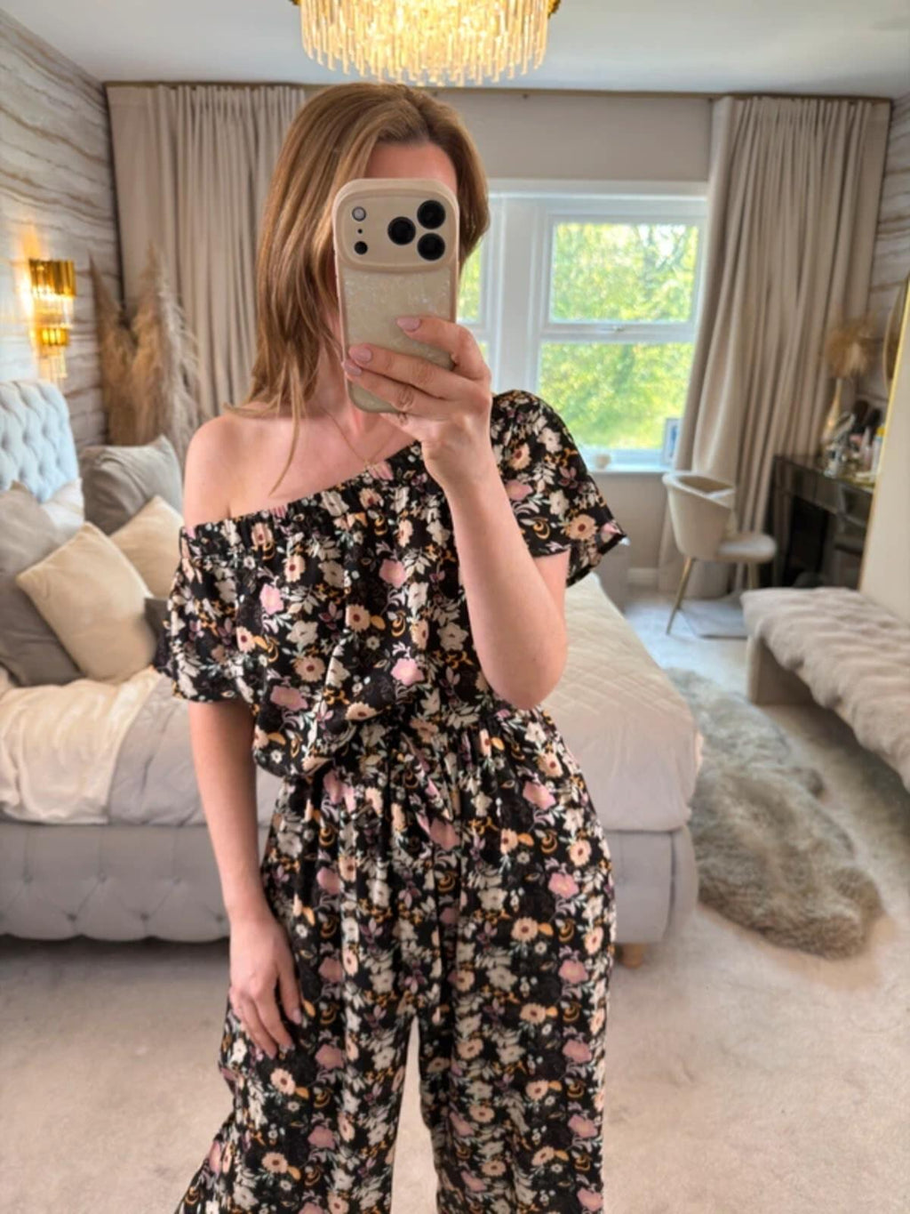 Joe Browns Black Floral Off The Shoulder Cropped Jumpsuit 12