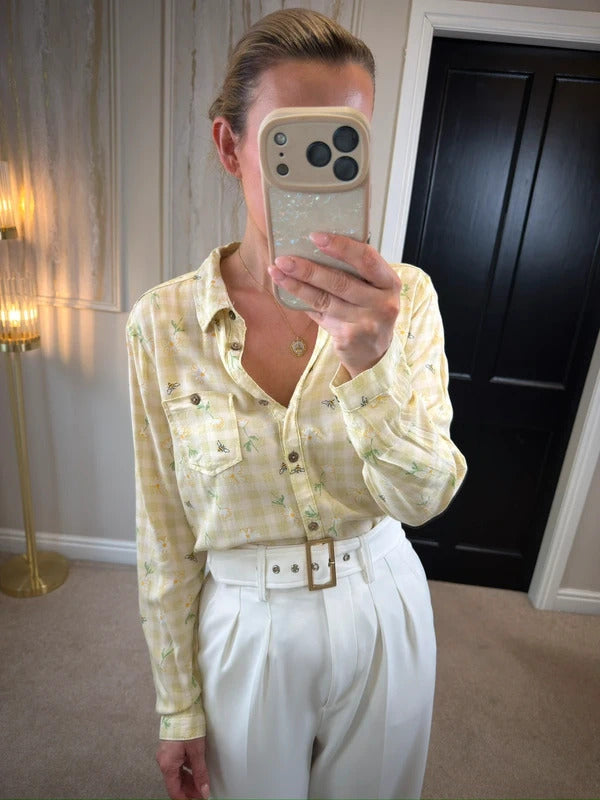 Country Rose Daisy Print Gingham Shirt 10