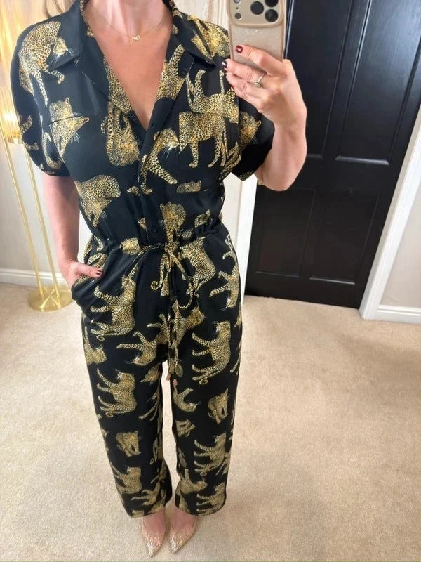 BNWT Dancing Leopard Black Leopard Jumpsuit 6