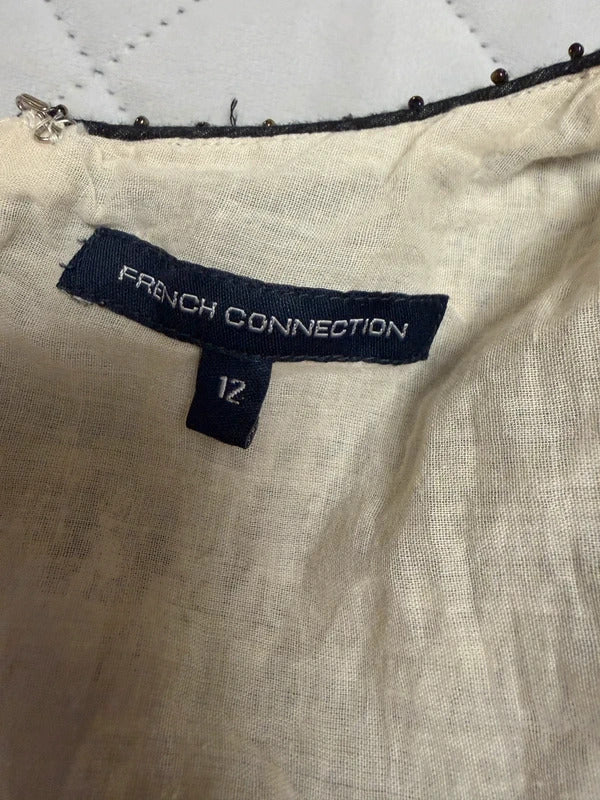 French Connection Cream & Black Boho Dress 12