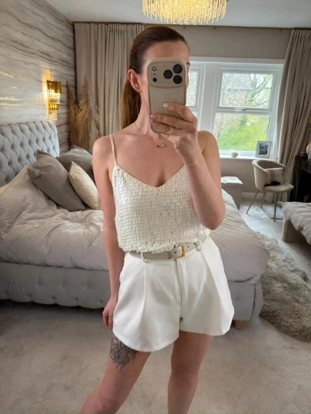 Modern Rarity Cream Sequin Blouse 12