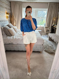M&S Blue & White Polka Dot Blouse 18