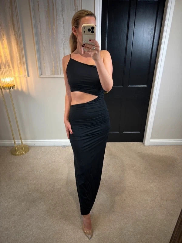 BNWT Zara Black Slinky Split Maxi Dress Medium