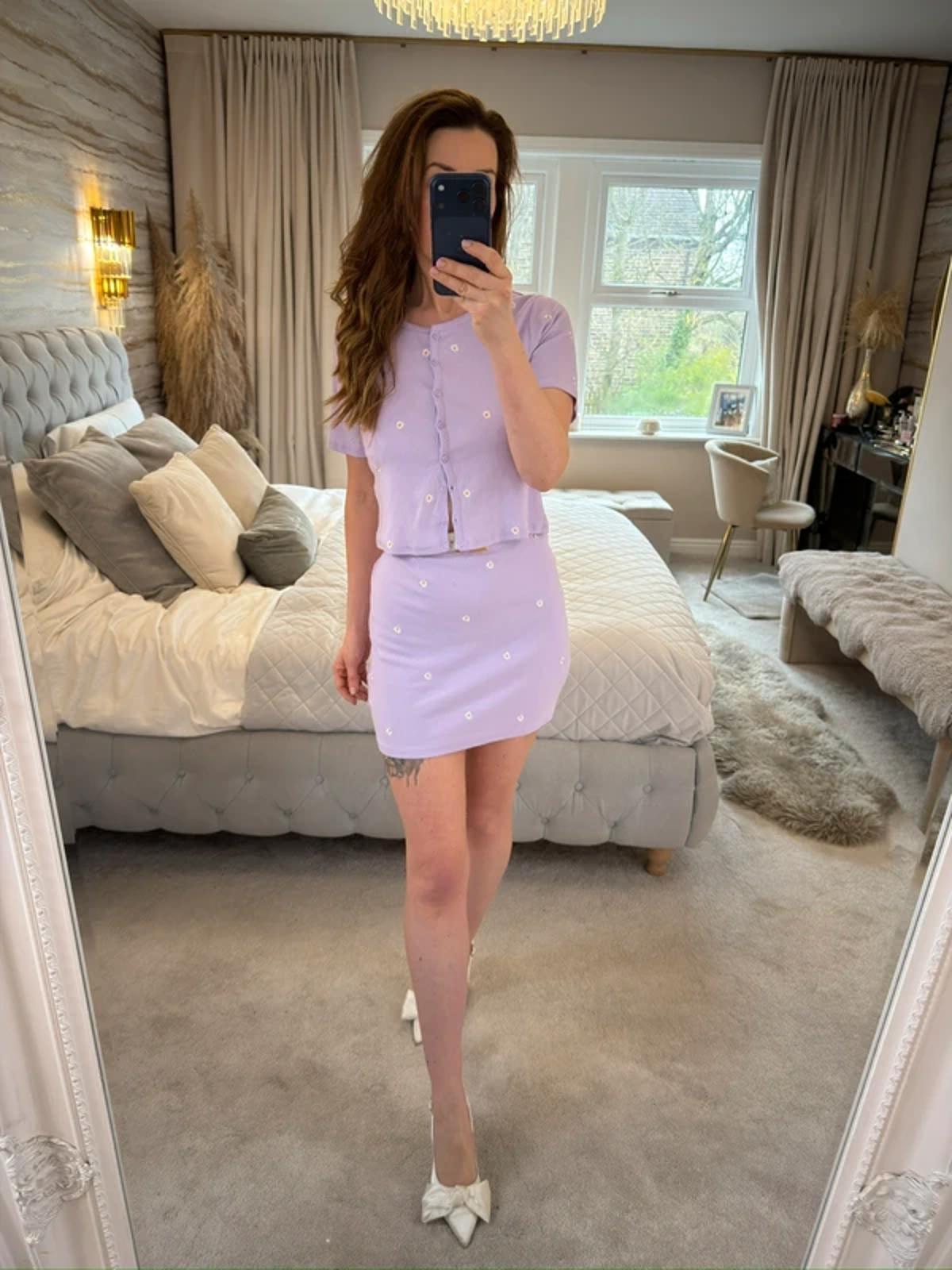 Primark Lilac Daisy Skirt Co Ord S/M