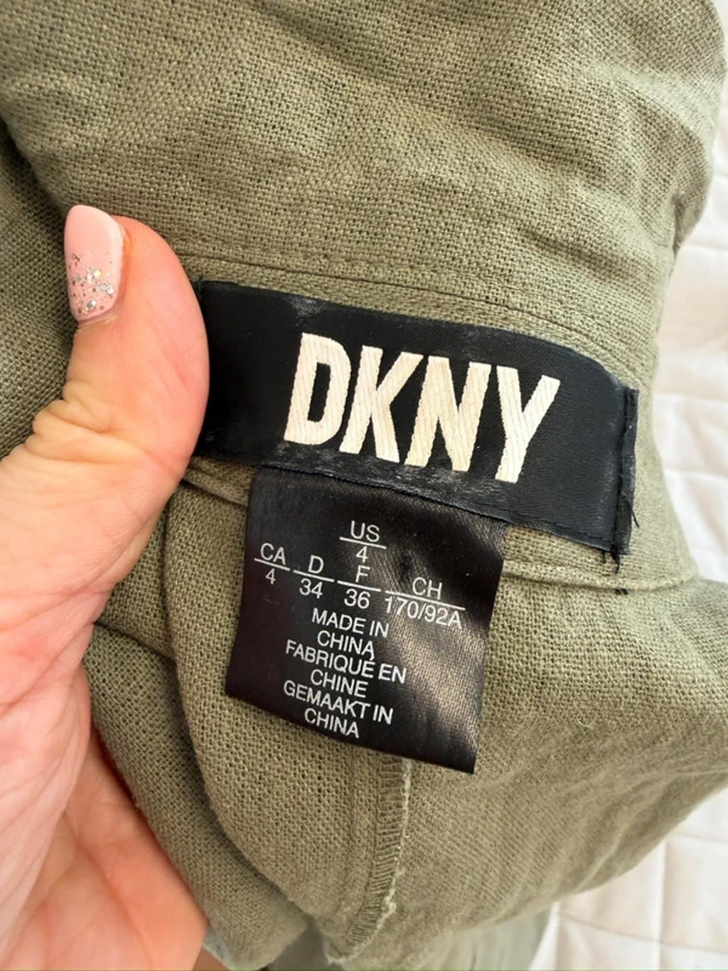 DKNY Khaki Linen Blend Wrap Dress 8