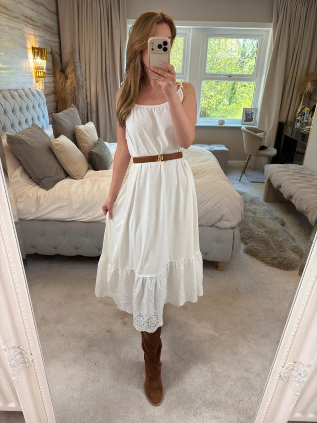 BNWT Next White 100% Cotton Broderie Anglaise Midi Dress 12