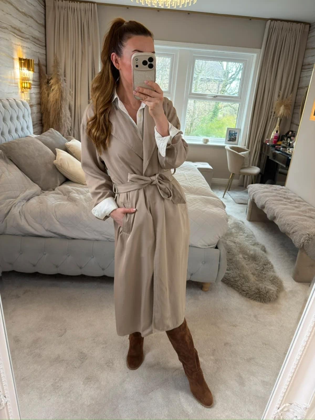 Zara Beige Belted Trench Coat XS