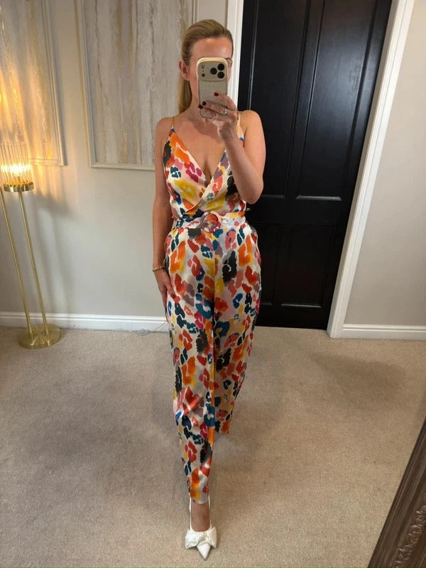Monsoon Multicoloured Satin Wide Leg Jumpsuit 10