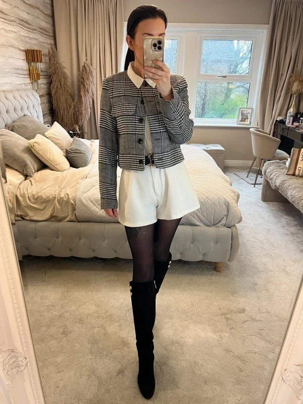 BNWT Black & White Dogtooth Cropped Blazer 16