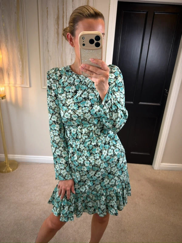 & Other Stories Mint Floral Belted Mini Dress 10